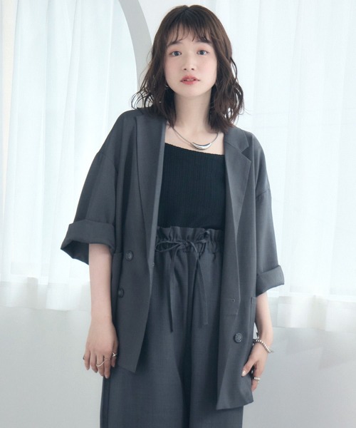 RETRO GIRL（レトロガール）の「【WEB限定】ダブルテーラード H/S（テーラードジャケット・レディース・ベージュ/ダークブルー/チャコールグレー/ナチュラル/ブラック・FREE）」の9枚目の写真