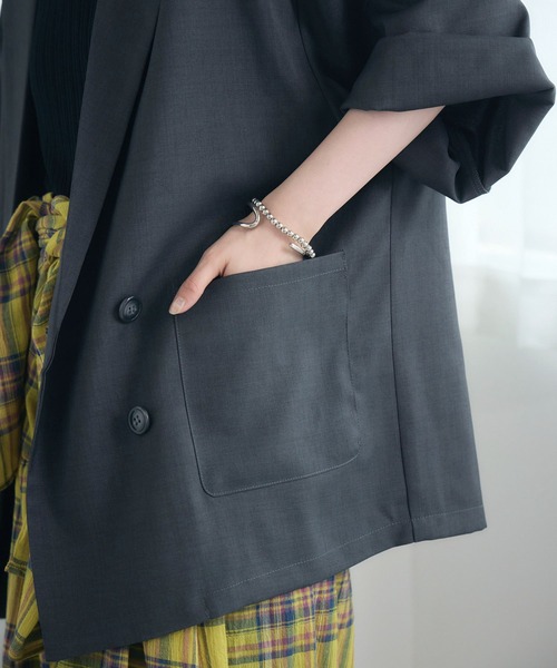 RETRO GIRL（レトロガール）の「【WEB限定】ダブルテーラード H/S（テーラードジャケット・レディース・ベージュ/ダークブルー/チャコールグレー/ナチュラル/ブラック・FREE）」の7枚目の写真