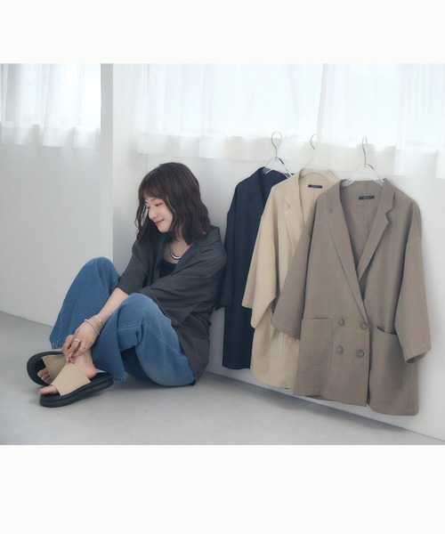 RETRO GIRL（レトロガール）の「【WEB限定】ダブルテーラード H/S（テーラードジャケット・レディース・ベージュ/ダークブルー/チャコールグレー/ナチュラル/ブラック・FREE）」の8枚目の写真