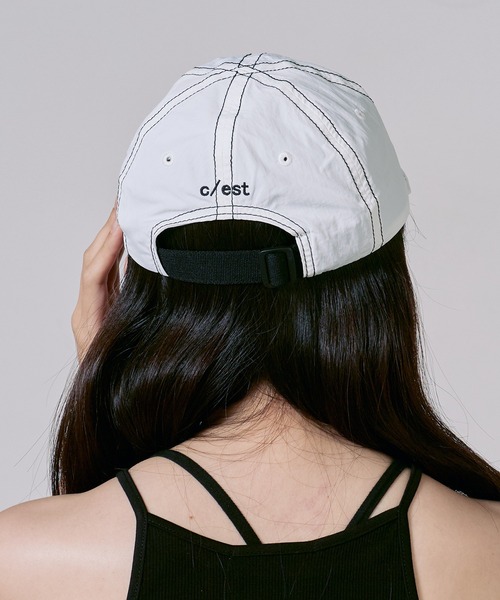 c/est(シーエ)の「c/est/シーエ CHRISTY キャップ 夏物 夏服(キャップ・レディース・ブラック/オフホワイト・FREE)」の4枚目の写真
