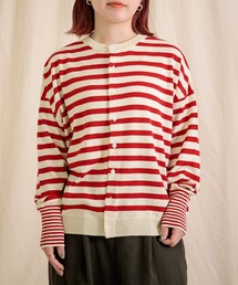 DOMINGO SELECT（ドミンゴセレクト）の「[prit] コットンウール12G天竺編みボーダー 2wayワイドカーディガン（カーディガン/ボレロ）」