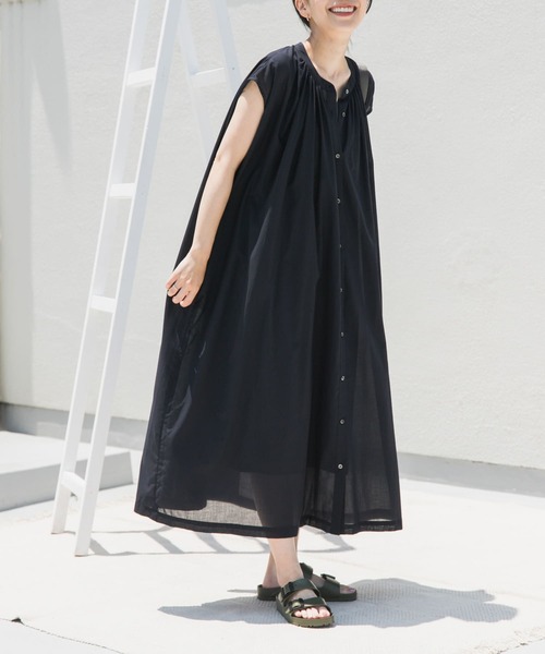 URBAN RESEARCH DOORS（アーバンリサーチドアーズ）の「コットンボイルギャザーフレンチワンピース（ワンピース・レディース・ロイヤルブルー/グリーン系その他/ネイビー/ベージュ系その他・MEDIUM）」の8枚目の写真