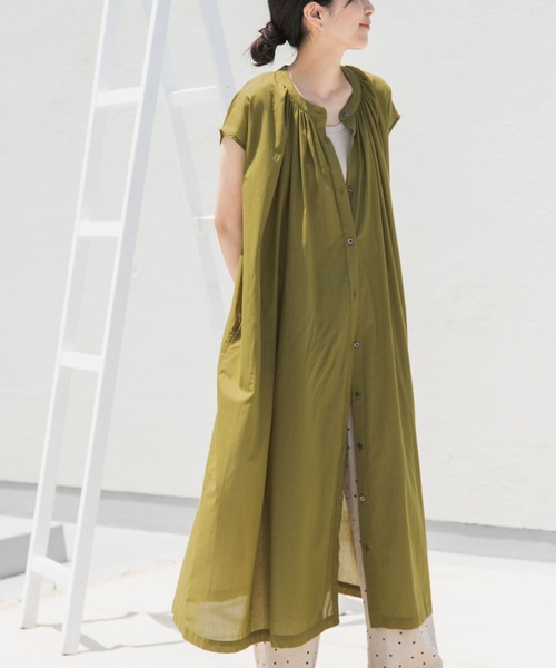 URBAN RESEARCH DOORS（アーバンリサーチドアーズ）の「コットンボイルギャザーフレンチワンピース（ワンピース・レディース・ロイヤルブルー/グリーン系その他/ネイビー/ベージュ系その他・MEDIUM）」の19枚目の写真