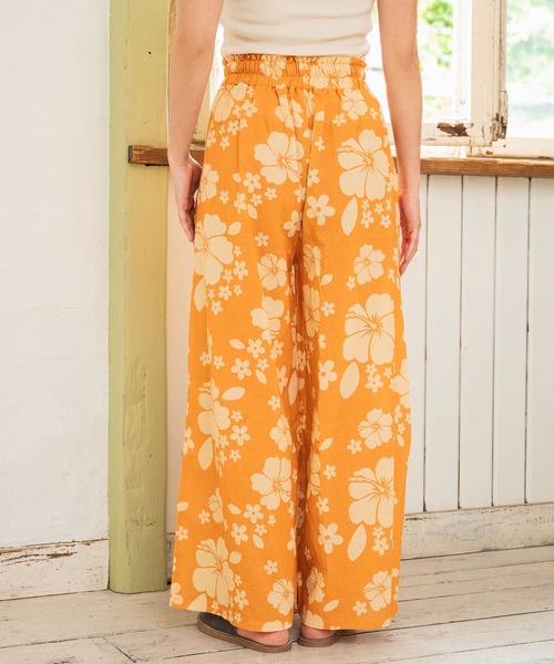 anap mimpi（アナップミンピ）の「リネンタッチ ハイビスカス柄 リゾート ワイド パンツ（その他パンツ・レディース・ダークグレー/オレンジ/ターコイズブルー・FREE）」の8枚目の写真