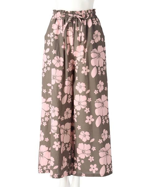 anap mimpi（アナップミンピ）の「リネンタッチ ハイビスカス柄 リゾート ワイド パンツ（その他パンツ・レディース・ダークグレー/オレンジ/ターコイズブルー・FREE）」の14枚目の写真
