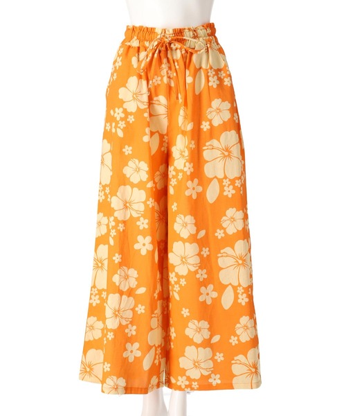 anap mimpi（アナップミンピ）の「リネンタッチ ハイビスカス柄 リゾート ワイド パンツ（その他パンツ・レディース・ダークグレー/オレンジ/ターコイズブルー・FREE）」の15枚目の写真