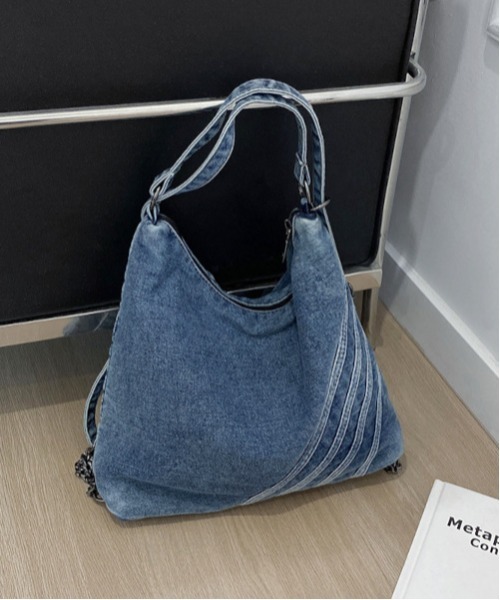 MASHIRO（マシロ）の「【MASHIRO】デニム４ライン3WAYショルダーバッグ リュック（MA/EK377）（ショルダーバッグ・レディース・ブラック/ブルー・FREE）」の6枚目の写真
