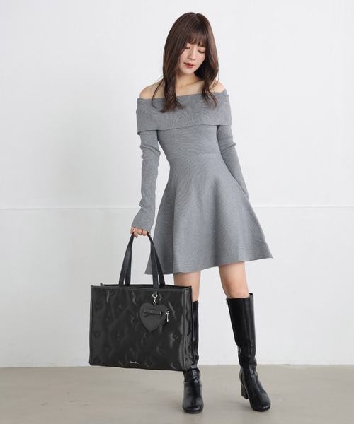 SecretDoor(シークレットドア)の「ハート ナイロン リボン ポーチ付き A4 トート ルル(トートバッグ・レディース・ピンク/ブラック/グレー・FREE)」の12枚目の写真