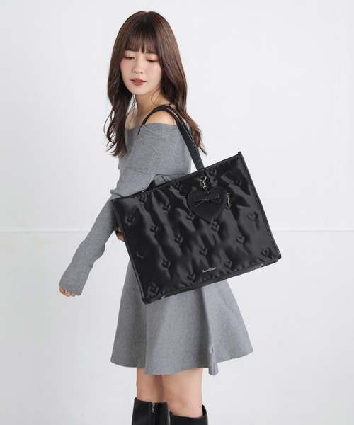 SecretDoor(シークレットドア)の「ハート ナイロン リボン ポーチ付き A4 トート ルル(トートバッグ・レディース・ピンク/ブラック/グレー・FREE)」の16枚目の写真