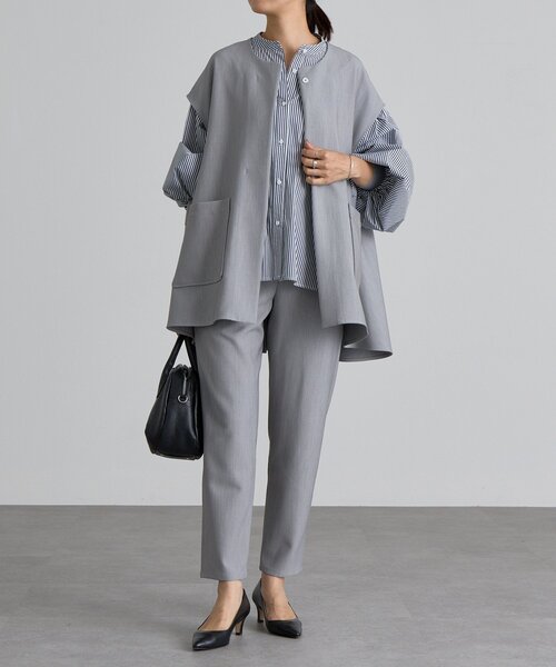 BEARDSLEY(ビアズリー)の「ダブルクロスウエストリブスリムパンツ(その他パンツ・レディース・ブラック/グレー・0/1)」の13枚目の写真