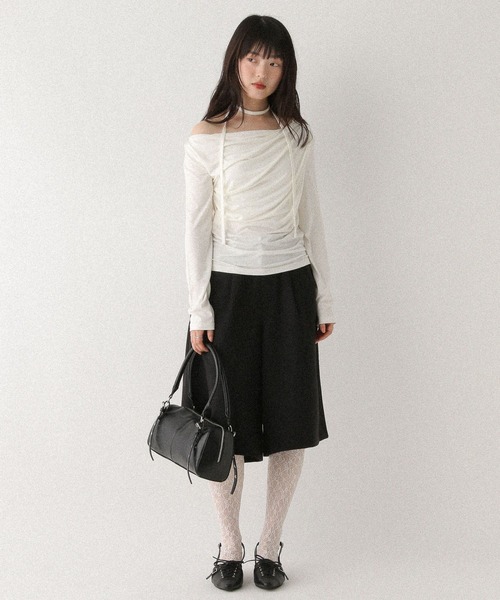 Heather(ヘザー)の「タイ付きドレープカットソー 577684(Tシャツ/カットソー・レディース・オフホワイト/グレー/ピンク/ブラック・FREE)」の5枚目の写真