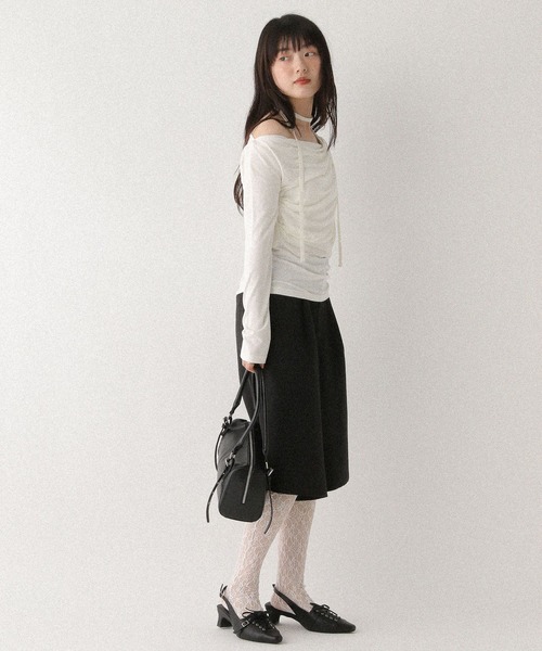 Heather(ヘザー)の「タイ付きドレープカットソー 577684(Tシャツ/カットソー・レディース・オフホワイト/グレー/ピンク/ブラック・FREE)」の6枚目の写真