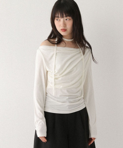 Heather(ヘザー)の「タイ付きドレープカットソー 577684(Tシャツ/カットソー・レディース・オフホワイト/グレー/ピンク/ブラック・FREE)」の8枚目の写真