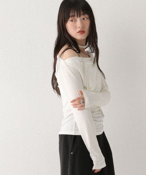 Heather(ヘザー)の「タイ付きドレープカットソー 577684(Tシャツ/カットソー・レディース・オフホワイト/グレー/ピンク/ブラック・FREE)」の9枚目の写真