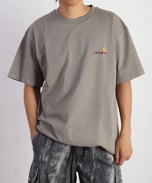 Carhartt WIP(カーハートダブリューアイピー)の「Carhartt WIP / カーハート ダブリューアイピー ワンポイントロゴ刺繍 半袖Tシャツ オーガニックコットン100%(Tシャツ/カットソー・メンズ・グリーン系その他/ホワイト/ブラック/チャコールグレー/グレー・M/L/XL/XXL/S)」の4枚目の写真