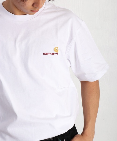 Carhartt WIP(カーハートダブリューアイピー)の「Carhartt WIP / カーハート ダブリューアイピー ワンポイントロゴ刺繍 半袖Tシャツ オーガニックコットン100%(Tシャツ/カットソー・メンズ・グリーン系その他/ホワイト/ブラック/チャコールグレー/グレー・M/L/XL/XXL/S)」の2枚目の写真