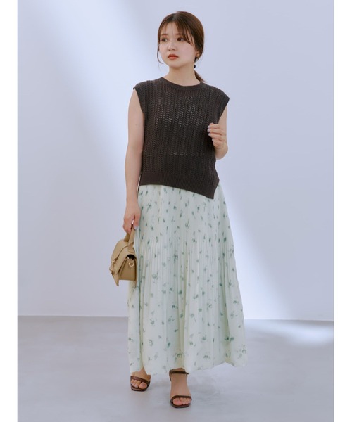 COHINA(コヒナ)の「透かしストライプノースリーブニット 【低身長・小柄女性】(ニット/セーター・レディース・ブラウン/ブルー/ホワイト・ONE SIZE)」の12枚目の写真