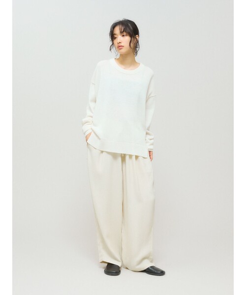 MIDIUMISOLID(ミディウミソリッド)の「MIDIUMISOLID for Ladies リラックスジャカードパンツ(その他パンツ・レディース・ブラック/アイボリー・FREE)」の1枚目の写真