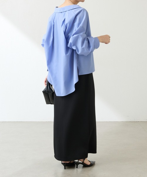 COLLAGE GALLARDAGALANTE（コラージュガリャルダガランテ）の「【OT】襟ギャザーシャツ（シャツ/ブラウス・レディース・ネイビー/ベージュ/ブルー・FREE）」の18枚目の写真