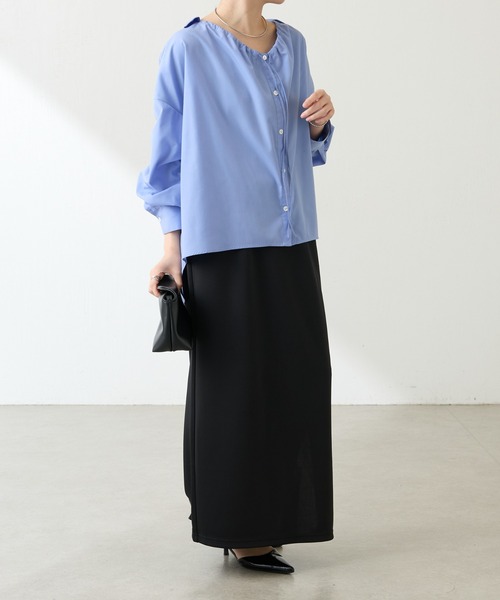 COLLAGE GALLARDAGALANTE（コラージュガリャルダガランテ）の「【OT】襟ギャザーシャツ（シャツ/ブラウス・レディース・ネイビー/ベージュ/ブルー・FREE）」の17枚目の写真