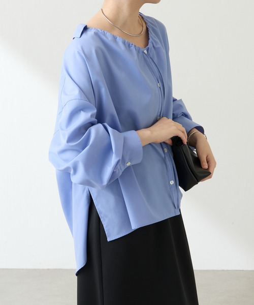 COLLAGE GALLARDAGALANTE（コラージュガリャルダガランテ）の「【OT】襟ギャザーシャツ（シャツ/ブラウス・レディース・ネイビー/ベージュ/ブルー・FREE）」の20枚目の写真