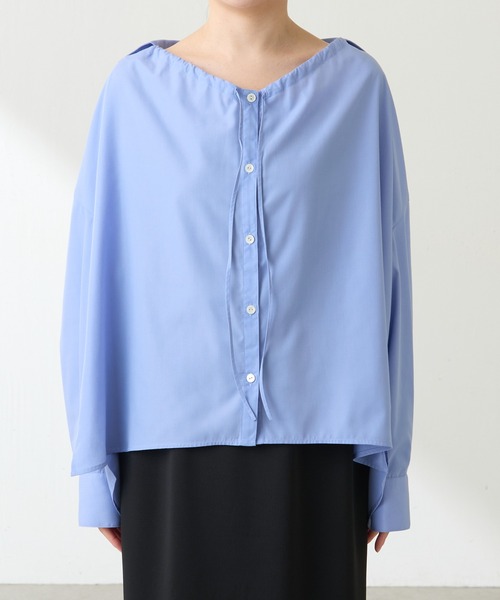 COLLAGE GALLARDAGALANTE（コラージュガリャルダガランテ）の「【OT】襟ギャザーシャツ（シャツ/ブラウス・レディース・ネイビー/ベージュ/ブルー・FREE）」の13枚目の写真