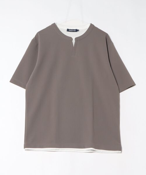 UNION STATION（ユニオンステーション）の「ふくれJQDフェイクレイヤードキーネックT（Tシャツ/カットソー・メンズ・ブルー/グレー/ホワイト・M/L/LL）」の3枚目の写真