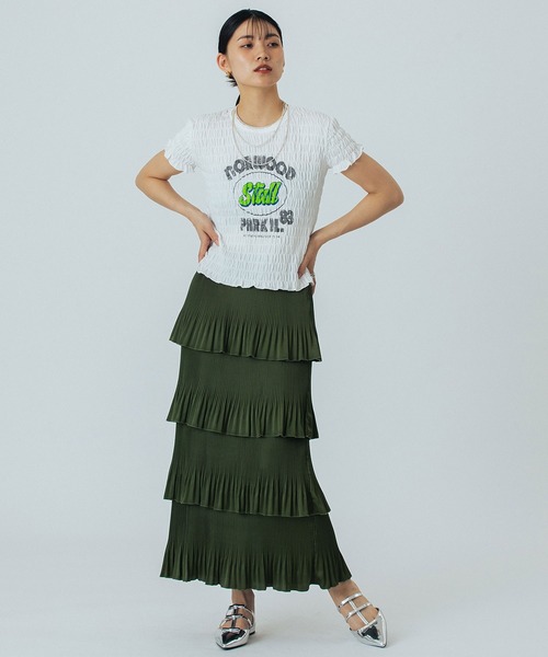 ROSE BUD（ローズバッド）の「SHIRRING LOGO S/S TEE（Tシャツ/カットソー・レディース・ホワイト/ベージュ/チャコールグレー・ONE SIZE）」の22枚目の写真