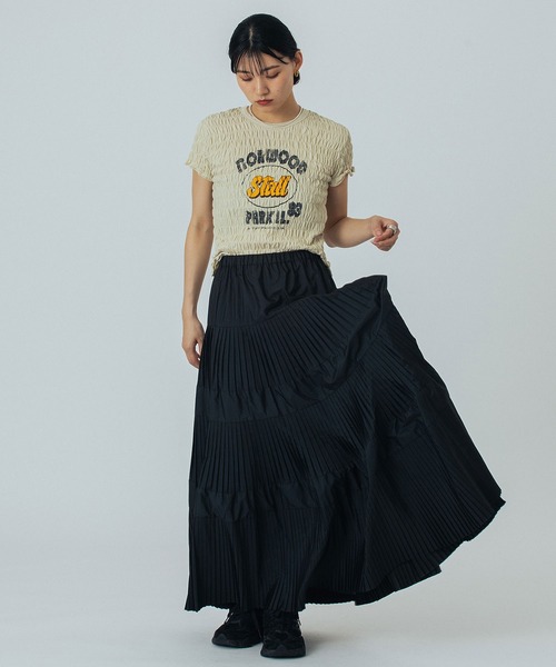 ROSE BUD（ローズバッド）の「SHIRRING LOGO S/S TEE（Tシャツ/カットソー・レディース・ホワイト/ベージュ/チャコールグレー・ONE SIZE）」の15枚目の写真