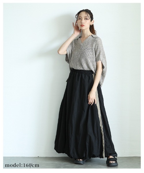 Sawa a la mode（サワアラモード）の「スキッパードルマンサマーメッシュニット（ニット/セーター・レディース・グレー/ブラウン・FREE）」の14枚目の写真