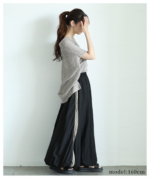 Sawa a la mode（サワアラモード）の「スキッパードルマンサマーメッシュニット（ニット/セーター・レディース・グレー/ブラウン・FREE）」の18枚目の写真