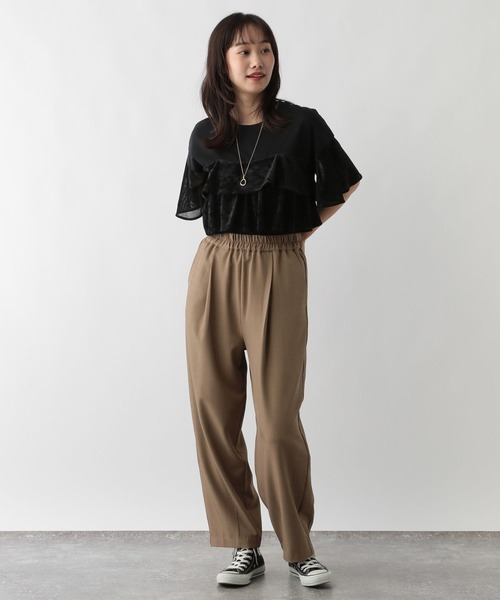 FOUND GOOD（ファウンドグッド）の「ベロアフリルT5S（Tシャツ/カットソー・レディース・ベージュ/グレー系8/アイボリー/ブラック・L/M/S）」の5枚目の写真