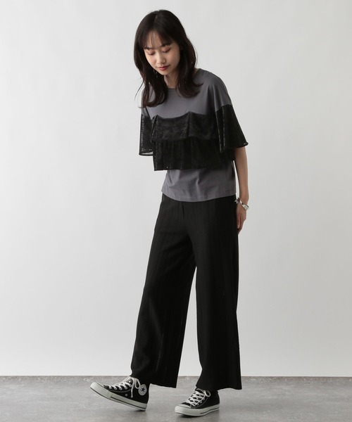 FOUND GOOD（ファウンドグッド）の「ベロアフリルT5S（Tシャツ/カットソー・レディース・ベージュ/グレー系8/アイボリー/ブラック・L/M/S）」の10枚目の写真