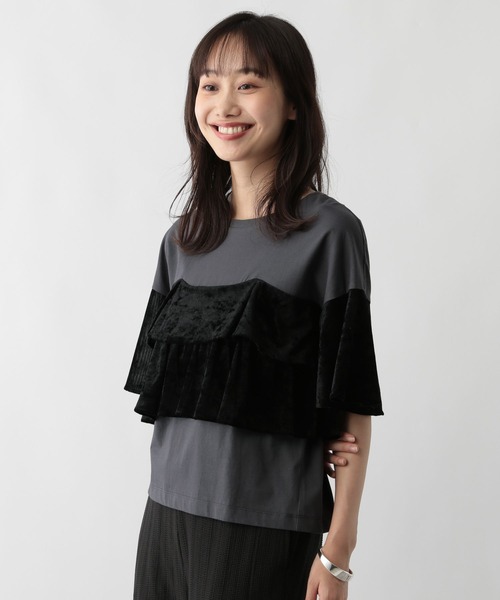 FOUND GOOD（ファウンドグッド）の「ベロアフリルT5S（Tシャツ/カットソー・レディース・ベージュ/グレー系8/アイボリー/ブラック・L/M/S）」の12枚目の写真