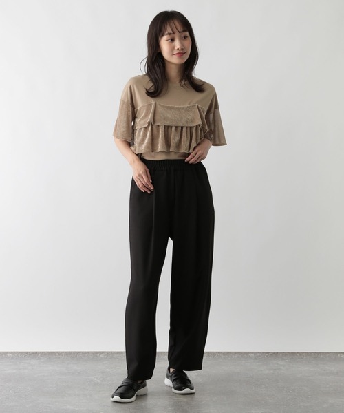 FOUND GOOD（ファウンドグッド）の「ベロアフリルT5S（Tシャツ/カットソー・レディース・ベージュ/グレー系8/アイボリー/ブラック・L/M/S）」の13枚目の写真