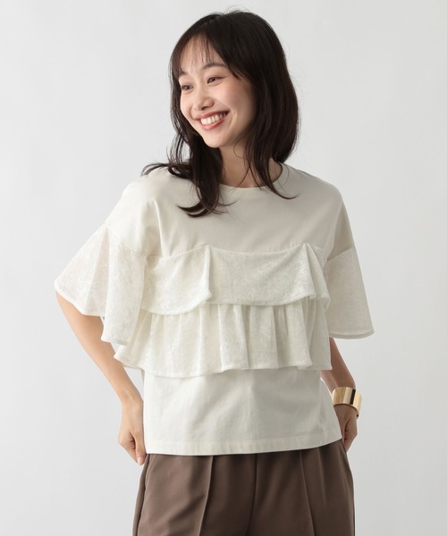 FOUND GOOD（ファウンドグッド）の「ベロアフリルT5S（Tシャツ/カットソー・レディース・ベージュ/グレー系8/アイボリー/ブラック・L/M/S）」の19枚目の写真