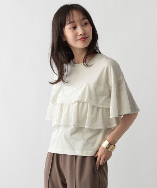 FOUND GOOD（ファウンドグッド）の「ベロアフリルT5S（Tシャツ/カットソー・レディース・ベージュ/グレー系8/アイボリー/ブラック・L/M/S）」の20枚目の写真