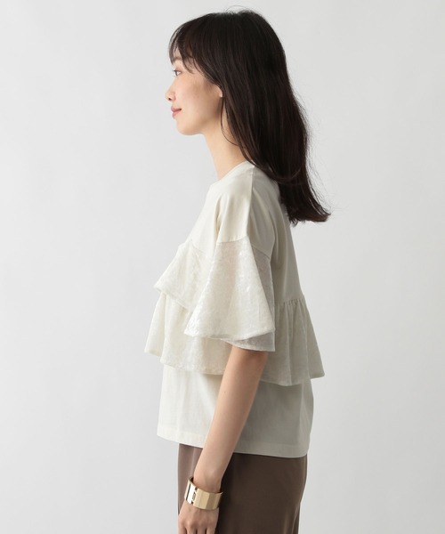 FOUND GOOD（ファウンドグッド）の「ベロアフリルT5S（Tシャツ/カットソー・レディース・ベージュ/グレー系8/アイボリー/ブラック・L/M/S）」の22枚目の写真