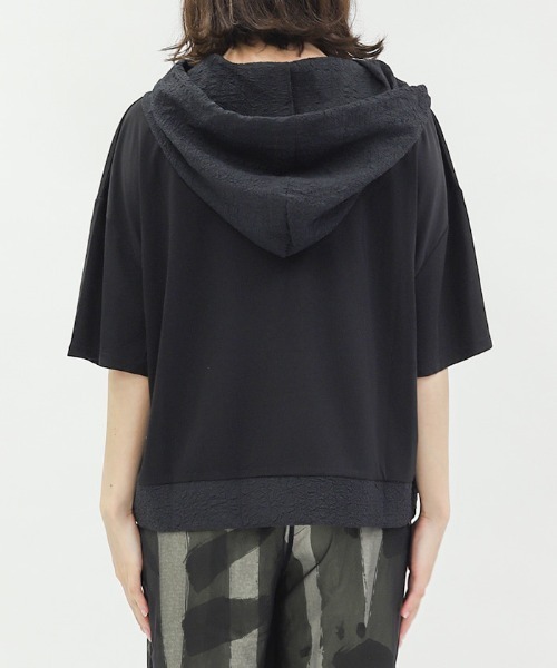 axes femme（アクシーズファム）の「異素材切替パーカー（Tシャツ/カットソー・レディース・ホワイト/ブラック・FREE）」の7枚目の写真