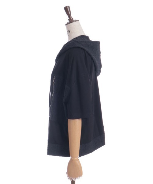 axes femme（アクシーズファム）の「異素材切替パーカー（Tシャツ/カットソー・レディース・ホワイト/ブラック・FREE）」の9枚目の写真