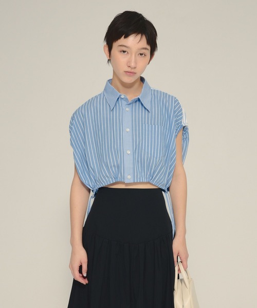 eL(エル)の「【eL】Patch Work Stripe Shirts/580111(ベスト・レディース・ブルー系その他/ブラック系その他・FREE)」の2枚目の写真