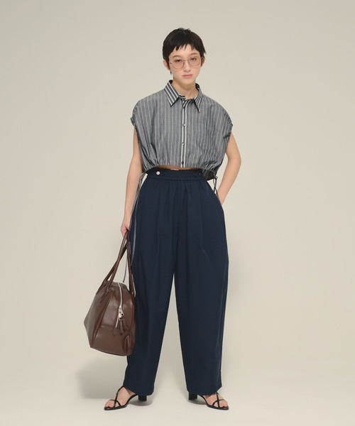 ベスト ジレ 「eL」Patch Work Stripe Shirts/580111 レディース eL（エル）の「【eL】Patch Work Stripe Shirts/580111（ベスト