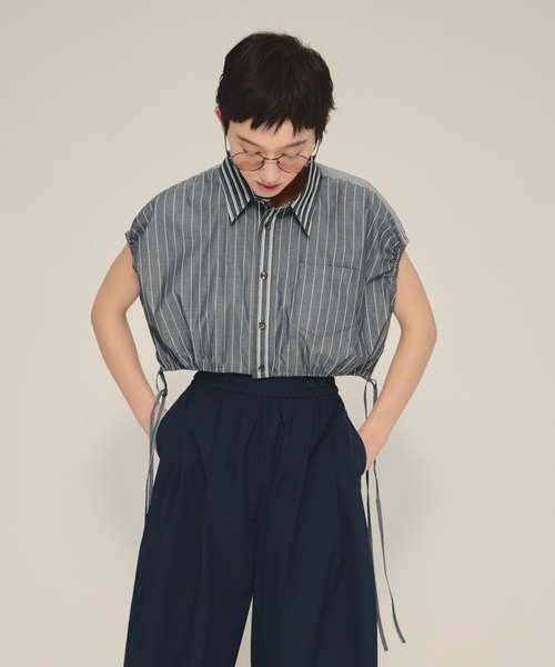 eL(エル)の「【eL】Patch Work Stripe Shirts/580111(ベスト・レディース・ブルー系その他/ブラック系その他・FREE)」の6枚目の写真