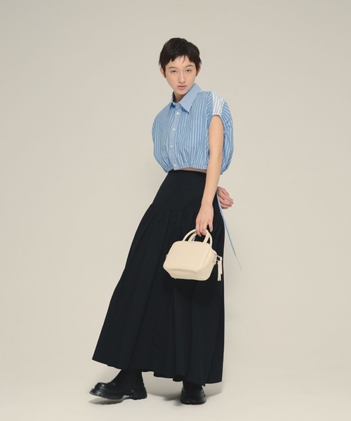 ベスト ジレ 「eL」Patch Work Stripe Shirts/580111 レディース eL（エル）の「【eL】Patch Work Stripe Shirts/580111（ベスト