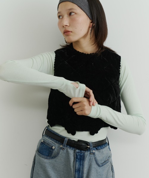 room153(ルームイチゴサン)の「ベーシックロングスリーブTOPS(Tシャツ/カットソー・レディース・ホワイト/ブラック/チャコールグレー/ミント・FREE)」の4枚目の写真