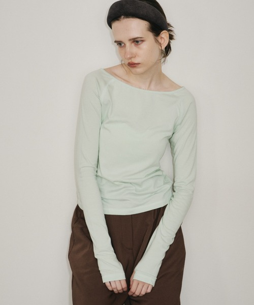 room153(ルームイチゴサン)の「ベーシックロングスリーブTOPS(Tシャツ/カットソー・レディース・ホワイト/ブラック/チャコールグレー/ミント・FREE)」の10枚目の写真
