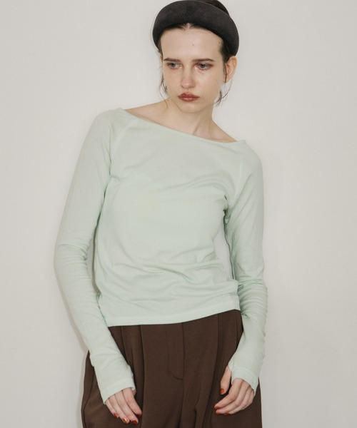 room153(ルームイチゴサン)の「ベーシックロングスリーブTOPS(Tシャツ/カットソー・レディース・ホワイト/ブラック/チャコールグレー/ミント・FREE)」の5枚目の写真