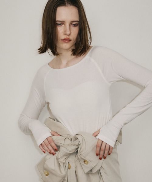 room153(ルームイチゴサン)の「ベーシックロングスリーブTOPS(Tシャツ/カットソー・レディース・ホワイト/ブラック/チャコールグレー/ミント・FREE)」の6枚目の写真