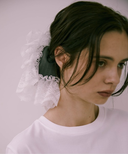 Carmelo（カーメロ）の「Big lace stripe chouchou（シュシュ・レディース・ライトグレー/チャコールグレー/ブラウン・FREE）」の17枚目の写真