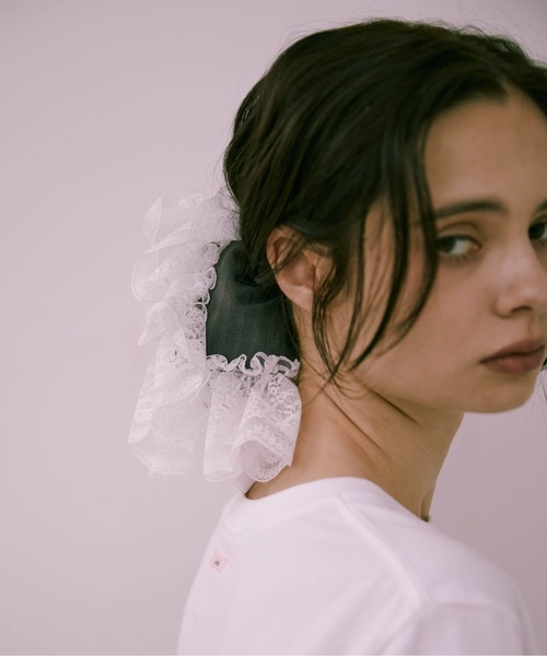 Carmelo（カーメロ）の「Big lace stripe chouchou（シュシュ・レディース・ライトグレー/チャコールグレー/ブラウン・FREE）」の20枚目の写真